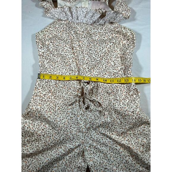 Gal Meets Glam Ditsy Floral Cropped Jumpsuit Womens Size 4 Tan Boho Spring - Picture 12 of 14